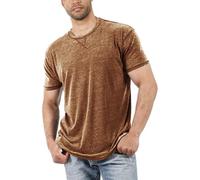 Genérico Camiseta de Hombre Lisa Oversize Top Vintage Camiseta Básica de Cuello Redondo Camisa con Cremallera Camisa Casual Hombre de Manga Corta Cuello Redondo
