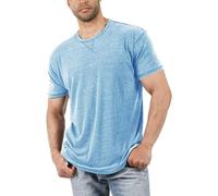 Genérico Camiseta de Hombre Lisa Oversize Top Vintage Camiseta Básica de Cuello Redondo Camisa con Cremallera Camisa Casual Hombre de Manga Corta Cuello Redondo