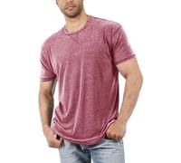 Genérico Camiseta de Hombre Lisa Oversize Top Vintage Camiseta Básica de Cuello Redondo Camisa con Cremallera Camisa Casual Hombre de Manga Corta Cuello Redondo