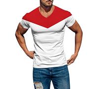 Generico Camiseta de manga corta para hombre con impresión bordada vintage para hombre, Streetwear Nozioni di Base de verano, camiseta elegante para hombre, negocios casual, D-rojo, XXL
