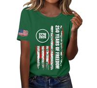 Genérico Camiseta De Manga Corta para Mujer Sleeve Independence Day Women’S 250Th Anniversary USA Shirt 2026 American Flag Retro Graphic tee Camisetas Algodon Basica Woman T Algodón Verano Top Verde
