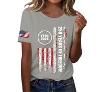 Genérico Camiseta De Manga Corta para Mujer Sleeve Independence Day Women’S 250Th Anniversary USA Shirt 2026 American Flag Retro Graphic tee Camisetas Algodon Basica Woman T Algodón Verano Top