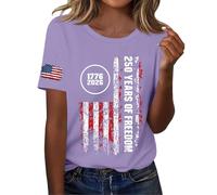 Genérico Camiseta De Manga Corta para Mujer Sleeve Independence Day Women’S 250Th Anniversary USA Shirt 2026 American Flag Retro Graphic tee Camisetas Algodon Basica Woman T Algodón Verano Top