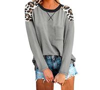 Genérico Camiseta de Manga Larga para Mujer con Cuello Redondo y Diseño Estampado Moderno para un Estilo Casual y Cómodo en tu Vida Diaria (Grey, M)