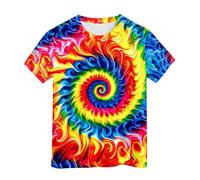 Genérico Camiseta de neón teñida para niños y niñas, Camiseta teñida, Camiseta Hippies, Camiseta para niños Mayores, Talla 6 a 16 años (Orange, 3-4 Years)