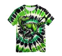 Genérico Camiseta de neón teñida para niños y niñas, Camiseta teñida, Camiseta Hippies, Camiseta para niños Mayores, Talla 6 a 16 años (Green, 6-7 Years)