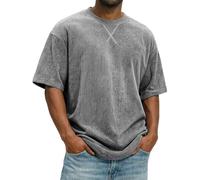 Genérico Camiseta de Pana Hombre Blusa Oversize Básica Camiseta Manga Corta Parte Superior Ajuste Suelto Verano Tops Casuales Parte Superior Masculina Camisetas Informales TúNica