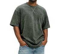 Genérico Camiseta de Pana Hombre Blusa Oversize Básica Camiseta Manga Corta Parte Superior Ajuste Suelto Verano Tops Casuales Parte Superior Masculina Camisetas Informales TúNica