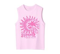 Genérico Camiseta de tirantes de verano para niña sin mangas con estampado de letras gradientes ligera ideal Juegos al aire libre camiseta Niño Algodón Cómodo Vacaciones Playa, rosa, 11-12 Años