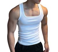 Genérico Camiseta de tirantes para hombre deportivo, transpirable - Camiseta interior para hombre blanca, camiseta de doble costura, camiseta sin mangas, musculatura, ajuste slim, camiseta de un solo
