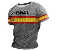 Genérico Camiseta EspañA 2026,Camiseta De Manga Corta Estilo Torero para Uso Diario Top Ligero De Cuello Redondo para Un Look Casual CláSico