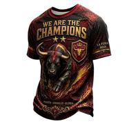 Genérico Camiseta España 2026 Hombre Conmemorativa Tshirt | Celebrar Segunda estrella Historia del fútbol Camisetas Manga Corta Celebración