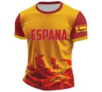 Genérico Camiseta EspañA 2026 para Hombre,Camiseta De Manga Corta Estilo Torero para Uso Diario Top Ligero De Cuello Redondo para Un Look Casual CláSico