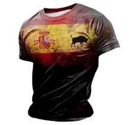 Genérico Camiseta EspañA Futbol,Camiseta De Manga Corta Estilo Torero para Uso Casual Transpirable con Un Estampado úNico De La Cultura Taurina EspañOla