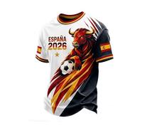Genérico Camiseta EspañA Futbol,Camisetas Deporte Hombre Manga Corta Estilo Torero Camisa Futbol Retro Fan T Shirt Ligero De Cuello Redondo para Un Look Casual CláSico