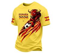 Genérico Camiseta EspañA Futbol,Camisetas Deporte Hombre Manga Corta Estilo Torero Camisa Futbol Retro Fan T Shirt Ligero De Cuello Redondo para Un Look Casual CláSico