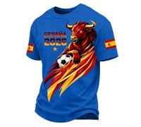Genérico Camiseta EspañA Futbol,Camisetas Deporte Hombre Manga Corta Estilo Torero Camisa Futbol Retro Fan T Shirt Ligero De Cuello Redondo para Un Look Casual CláSico