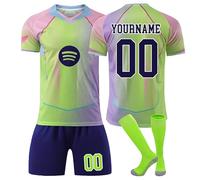 Genérico Camiseta Fútbol Barcelona 24/25/26 Personalizadas Nombre y Número, equipación Fútbol con Conjunto Top Pantalón Corto y Calcetines Regalo de Fútbol para Hombres y Niño