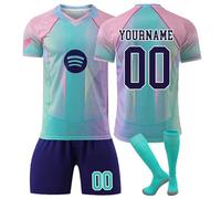 Genérico Camiseta Fútbol Barcelona 24/25/26 Personalizadas Nombre y Número, equipación Fútbol con Conjunto Top Pantalón Corto y Calcetines Regalo de Fútbol para Hombres y Niño