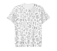 Genérico Camiseta Hecha A Mano para Mujer Bocetos DiversióN para Pintar Pintada A Mano de Manga Corta Deportiva Tops Corto para Mujeres Camiseta con Estampado DIY de Garabatos