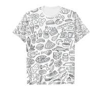 Genérico Camiseta Hecha A Mano para Mujer Bocetos DiversióN para Pintar Pintada A Mano de Manga Corta Deportiva Tops Corto para Mujeres Camiseta con Estampado DIY de Garabatos