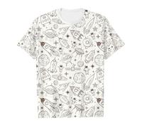 Genérico Camiseta Hecha A Mano para Mujer Bocetos DiversióN para Pintar Pintada A Mano de Manga Corta Deportiva Tops Corto para Mujeres Camiseta con Estampado DIY de Garabatos