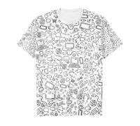 Genérico Camiseta Hecha A Mano para Mujer Bocetos DiversióN para Pintar Pintada A Mano de Manga Corta Deportiva Tops Corto para Mujeres Camiseta con Estampado DIY de Garabatos