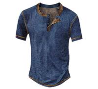 Genérico Camiseta Henley Hombre Algodon, Camisa Hombre Manga Corta, Manga Corta Vintage Botones Gimnasio Verano Lisa Golf Casual Camiseta Muscle Fit Clásico Ligero para Uso Diario