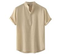 Genérico Camiseta Henley Hombre Algodon, Camiseta Slim Fit Hombre, Manga Corta Vintage Botones Gimnasio Verano Lisa Golf Casual Camiseta Muscle Fit Clásico Ligero para Uso Diario