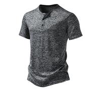 Genérico Camiseta Henley Hombre, Camisas De Verano Hombre, Manga Corta Vintage Botones Gimnasio Verano Lisa Golf Casual Camiseta Muscle Fit Clásico Ligero para Vacaciones Mar Playa