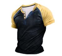 Genérico Camiseta Henley para Hombre, Camisa Hombre Casual, Manga Corta Vintage Botones Gimnasio Verano Lisa Golf Casual Camiseta Muscle Fit Clásico Ligero para El Ocio Diario