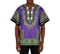 Genérico Camiseta Hombre Africana Dashiki Motivo étnico Tradicional Talla Grande Vestido de Fiesta Musulmán Medio Oriente Camiseta para Ramadán Islámico Abaya Caftán Qamis