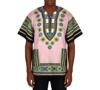 Genérico Camiseta Hombre Africana Dashiki Motivo étnico Tradicional Talla Grande Vestido de Fiesta Musulmán Medio Oriente Camiseta para Ramadán Islámico Abaya Caftán Qamis