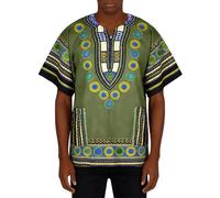 Genérico Camiseta Hombre Africana Dashiki Motivo étnico Tradicional Talla Grande Vestido de Fiesta Musulmán Medio Oriente Camiseta para Ramadán Islámico Abaya Caftán Qamis