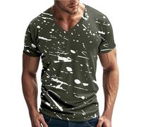 Genérico Camiseta Hombre con Escote en V Algodón Hip Hop Graffiti Callejero Casual Verano Camiseta Manga Corta Ligera Cómoda Camisetas de Entrenamiento Camisetas de Hip-Hop Sueltos Tops de Ocio