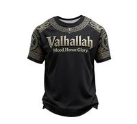 Genérico Camiseta Legendaria Hombre Fenriswolf Impresión en el Pecho de Lobo Fenrir Regalos Nórdicos Vikingos Valhalla para Hombres Camiseta Wikingo Odin Thor Valhalla