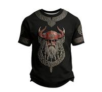 Genérico Camiseta Legendaria Hombre Fenriswolf Impresión en el Pecho de Lobo Fenrir Regalos Nórdicos Vikingos Valhalla para Hombres Camiseta Wikingo Odin Thor Valhalla