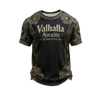 Genérico Camiseta Legendaria Hombre Fenriswolf Impresión en el Pecho de Lobo Fenrir Regalos Nórdicos Vikingos Valhalla para Hombres Camiseta Wikingo Odin Thor Valhalla