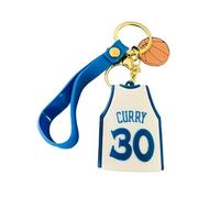 Generico Camiseta llavero compatible con NBA 30 Warriors Color Blanco y Azul Sport Baloncesto Gadget Accesorios Mochila Idea Regalo Hombre Mujer Niño Colgante Creativo 3D
