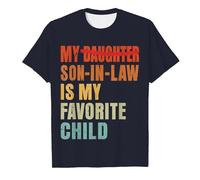 Genérico Camiseta Manga Corta Casual con Estampado de Letras Escote Redondo Camiseta Básica para el Día A Día “My Son In Law Is My Favorite Child” Camisetas Familiar Vintage Divertida