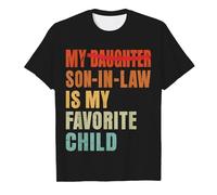 Genérico Camiseta Manga Corta Casual con Estampado de Letras Escote Redondo Camiseta Básica para el Día A Día “My Son In Law Is My Favorite Child” Camisetas Familiar Vintage Divertida