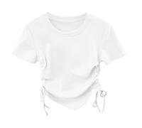 Genérico Camiseta Manga Corta Niña Camiseta Básica De Verano para Niñas De Manga Corta Asimétrica Ligera E Ideal para El Uso Diario