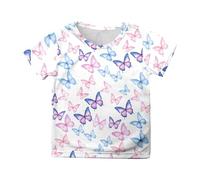 Genérico Camiseta Manga Corta Niña Camiseta Infantil De Manga Corta con Estampado De Mariposa Y Trasero Camiseta Informal