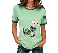 Genérico Camiseta Mujer Algodon Manga Corta St Day para Mujer Estampado Animal Corta Gráfico Camisetas De Camisas Summer Tops For Women Shirts Ropa Casual Elegante Blusas Basicas Verano Menta Verde