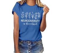 Genérico Camiseta Mujer Estampado Inspiradoras Educación Especial Diseño Único Algodón Cómodo Estilo Casual Moda Feminina (Blue, S)