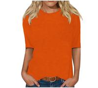 Genérico Camiseta Mujer Manga Corta Algodón Verano Holgada Cómoda De Color Sólido Informal Y A La para Camisetas Camisas Womens Shirt Roupa Mulher Tshirt Algodon Deporte Media Camisa Women Naranja L