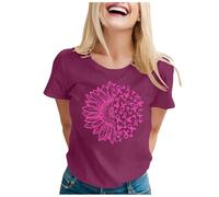 Genérico Camiseta Mujer Mes Internacional de Sensibilización Cáncer de Mama de las Mujeres Carta Divertida Impreso T Pequeño Alto, Ladrillo rojo, XXL