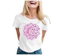 Genérico Camiseta Mujer Mes Internacional de Sensibilización Cáncer de Mama de las Mujeres Carta Divertida Impreso T Pequeño Alto, blanco, M