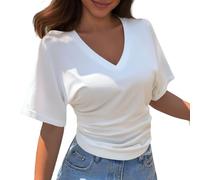Genérico Camiseta Mujer Talla Grande, Camisa Mujer Elegante,Coreana de Manga Corta Top Básico Holgado Versátil para el Verano Camisas Tshirt Blusas tee Top