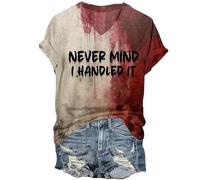 Genérico Camiseta Mujer Verano Manga Corta con Texto No Importa Que Lo Haya Manejado para Mujer Divertida De Halloween Top Algodon Blusas Casual Básica Talla Grande Camisetas Basicas Vino L